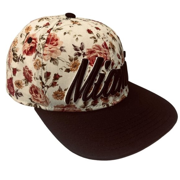Floral Baseball Hat Cap Snap Back Miami Light Fashion Adjustable Wide Brim - Picture 1 of 7
